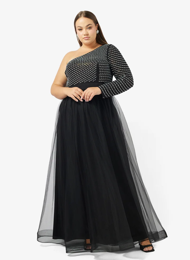 ايلا بلس فستان مقاس كبير بكتف واحد بتصميم -